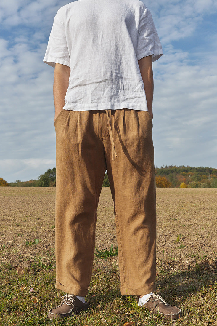 men's pleated linen pants