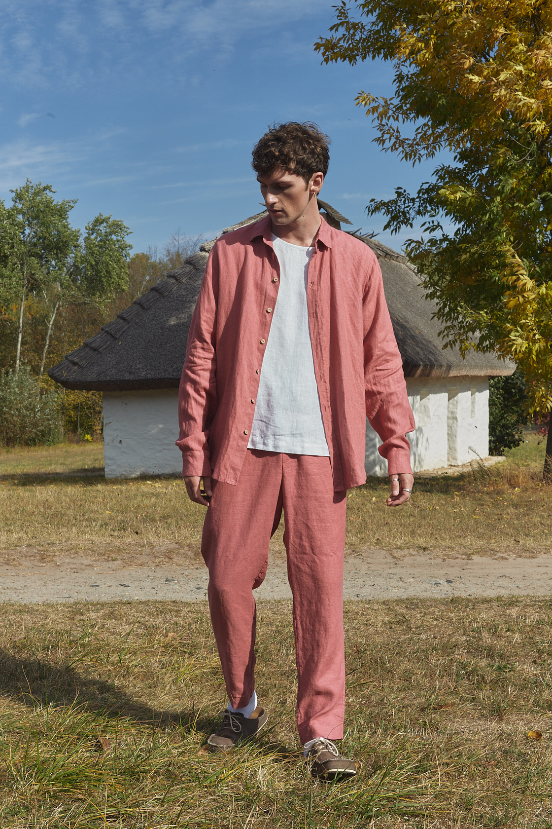 Straight leg linen pants