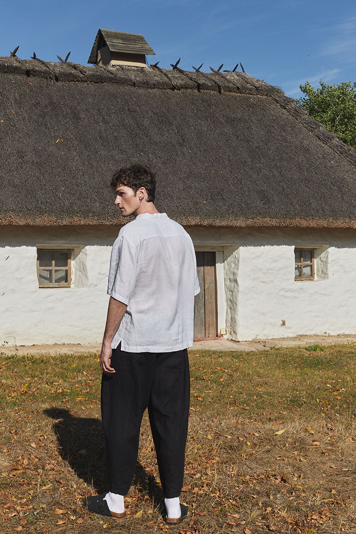 Camp collar linen shirt