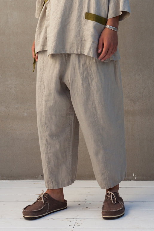 Mens linen barrel leg pants