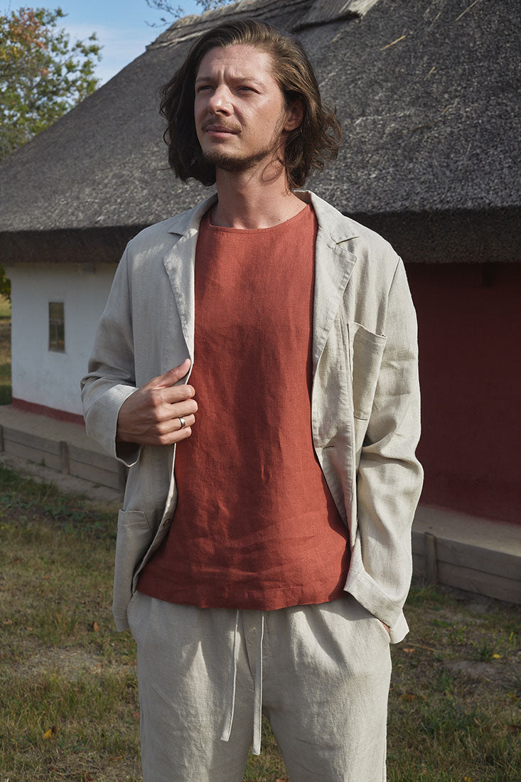 Oversized linen blazer