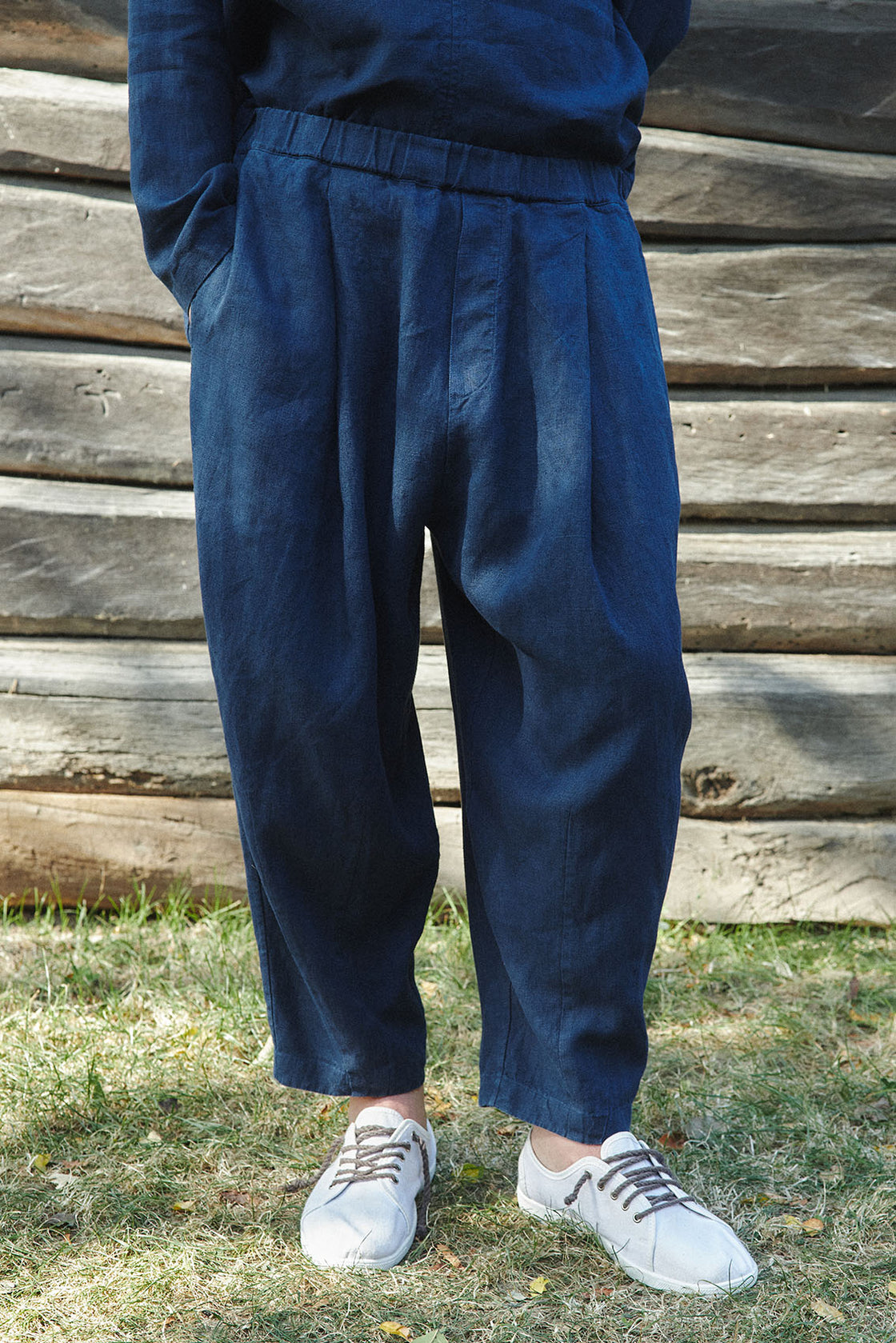 Wide Leg Linen Pleated Pants Men