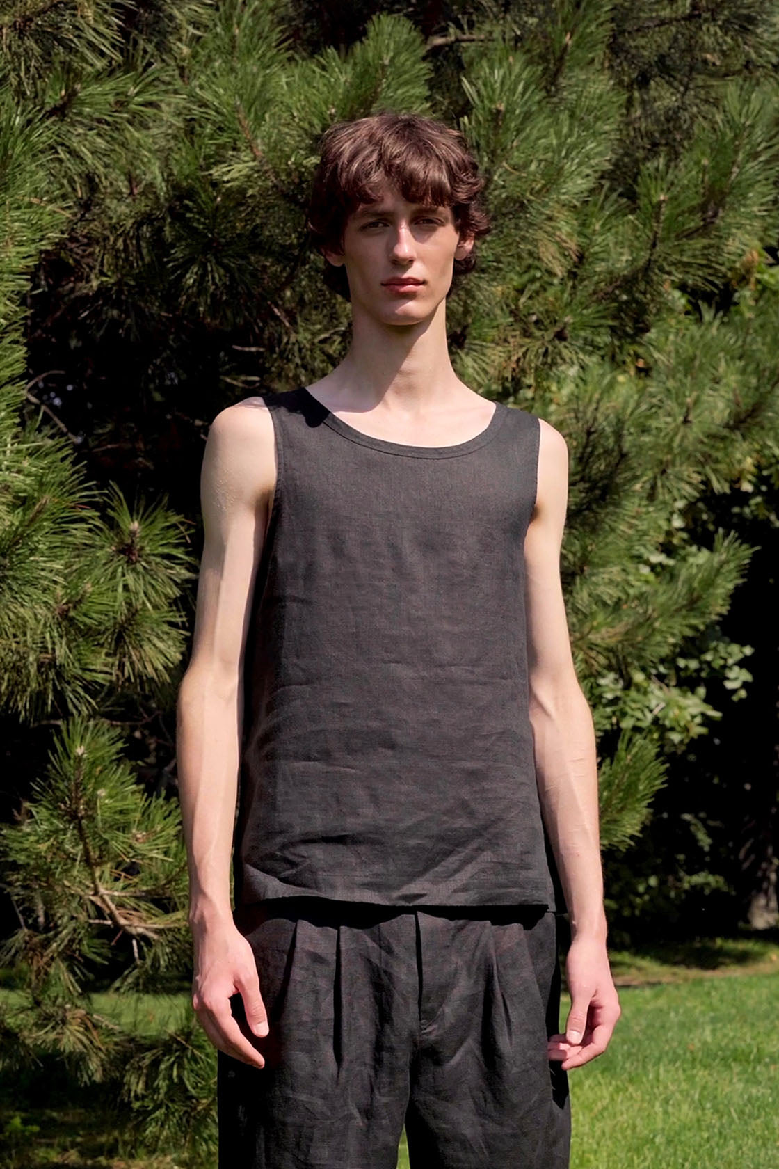 men's linen tank top