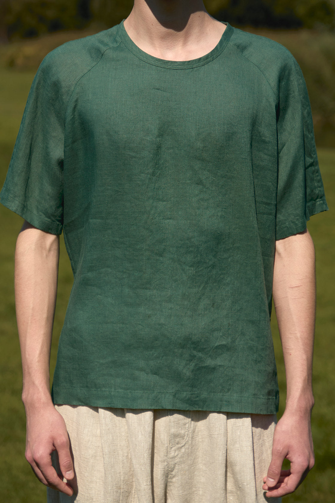 linen raglan sleeve t-shirt men
