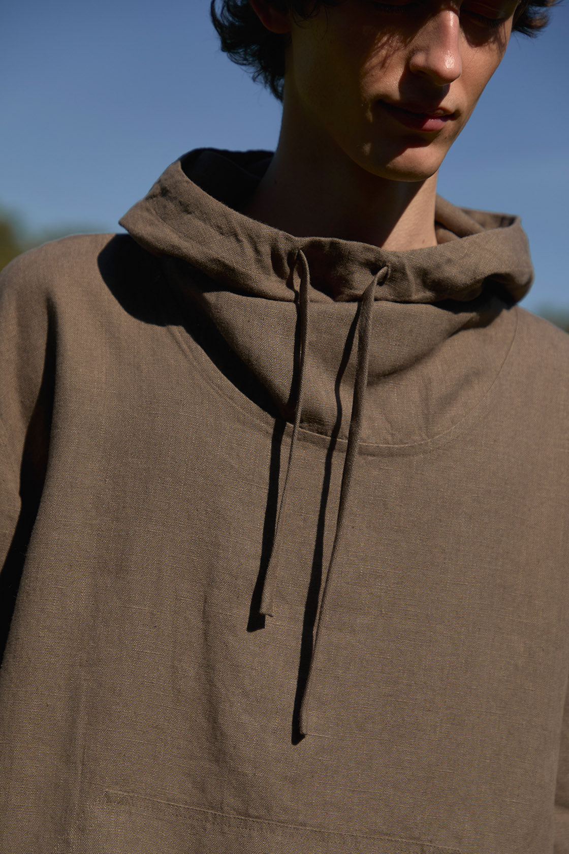 Men's hooded linen shirt