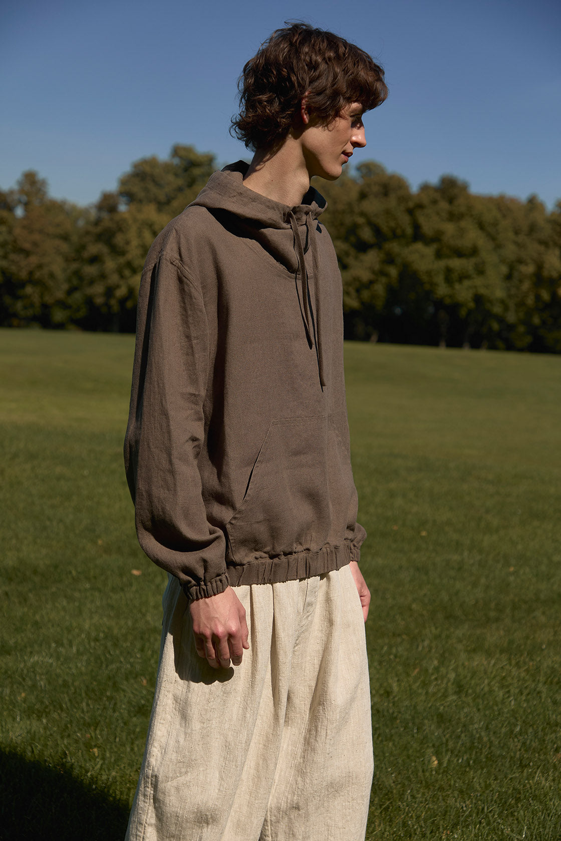 Pure linen hoodie