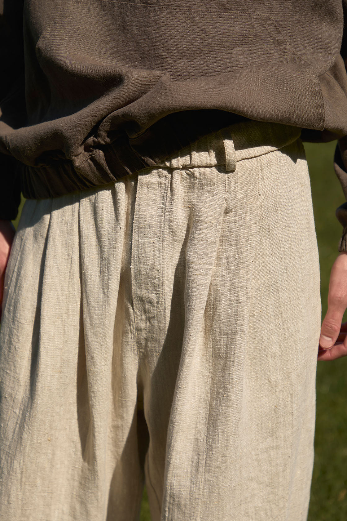 Men’s Linen Pants Pleated Belt Loops