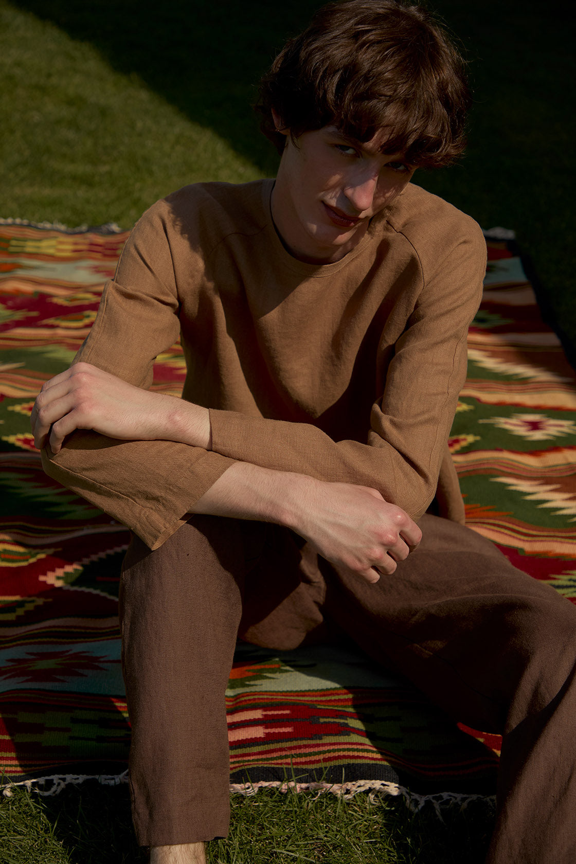 Linen Long Sleeve Raglan Shirt Men's
