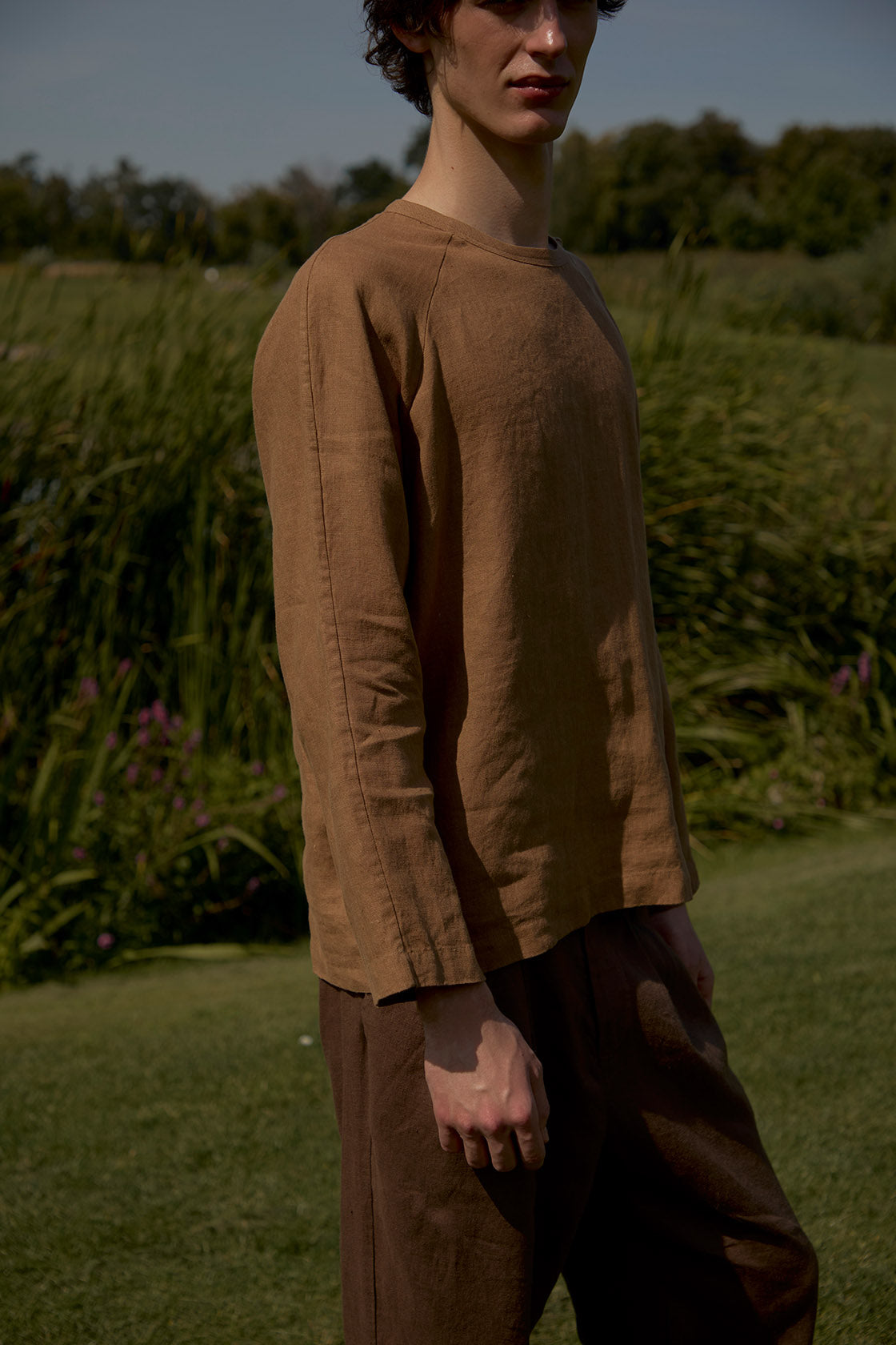 Linen Sleeve Raglan Shirt Men's