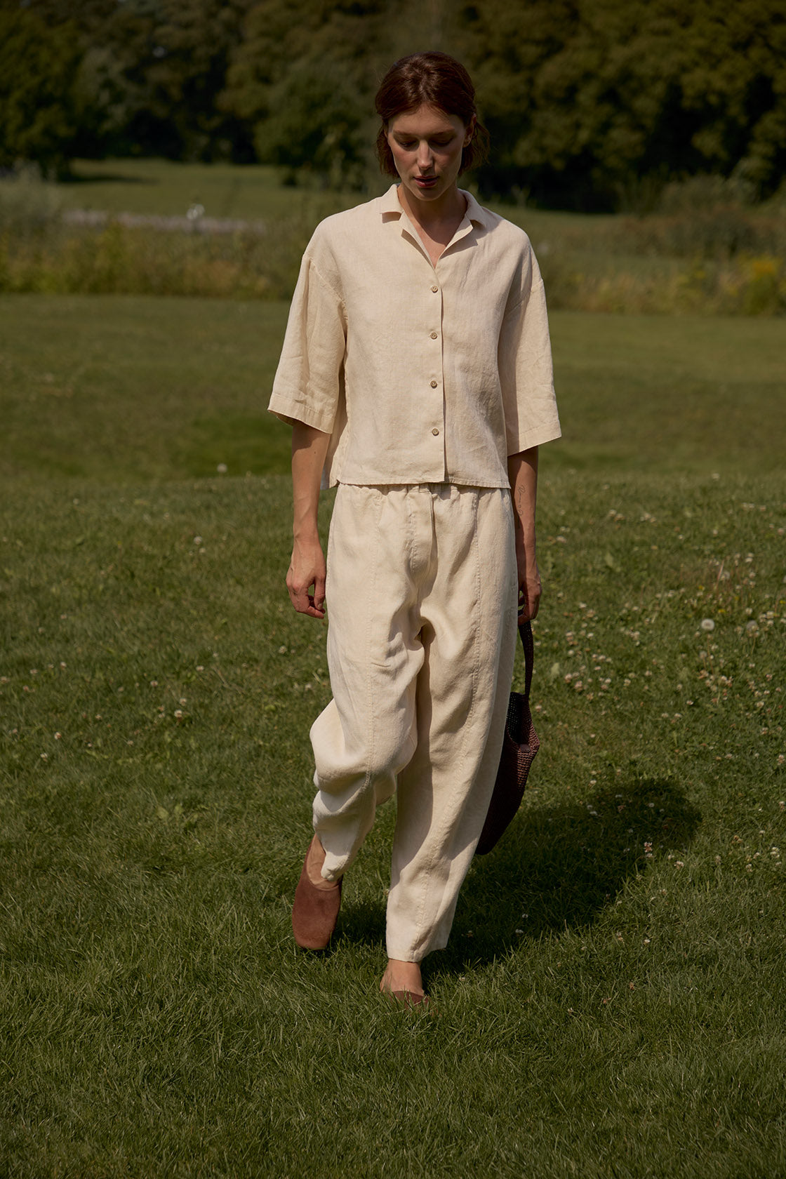 Women's linen shirt office wear