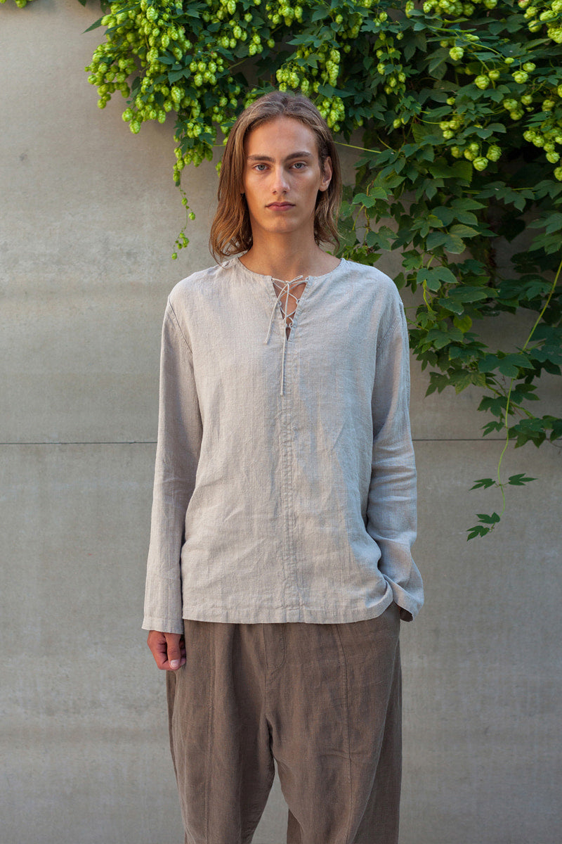 Undyed linen tunic shirt mens