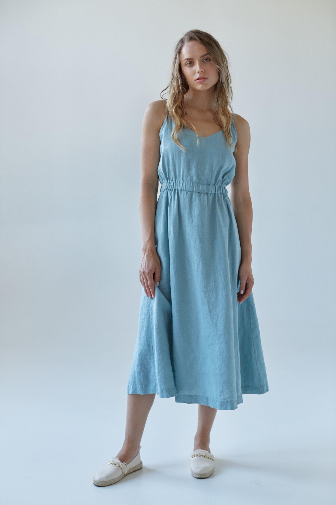 Blue Linen Sundress - Manufacture de Lin