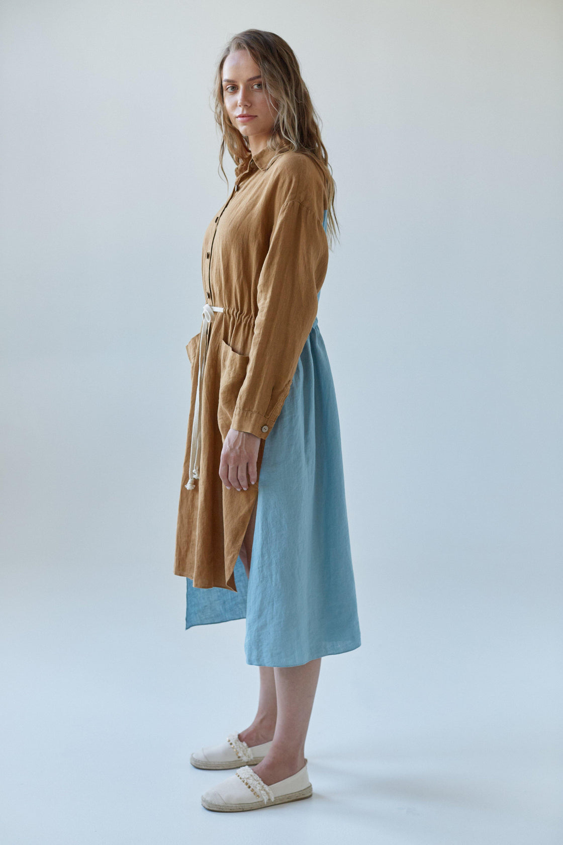 bicolor linen dress - Manufacture de Lin