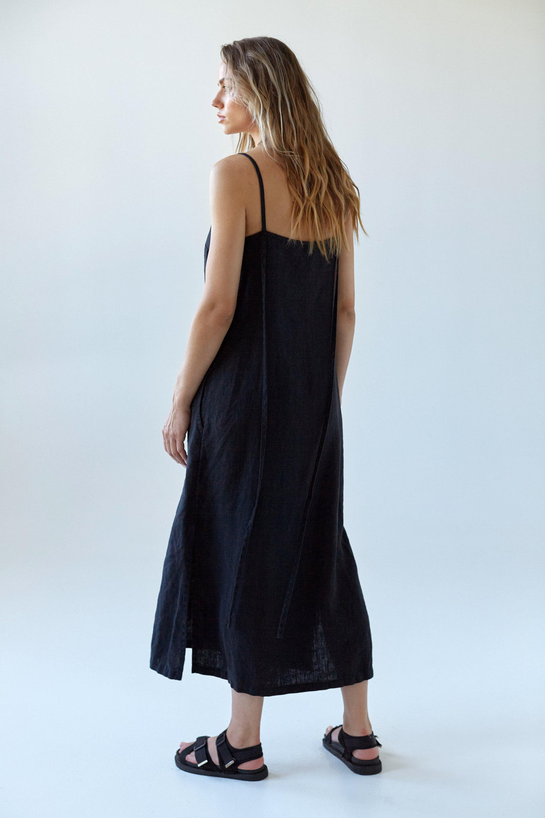 Black Linen Summer Dress 