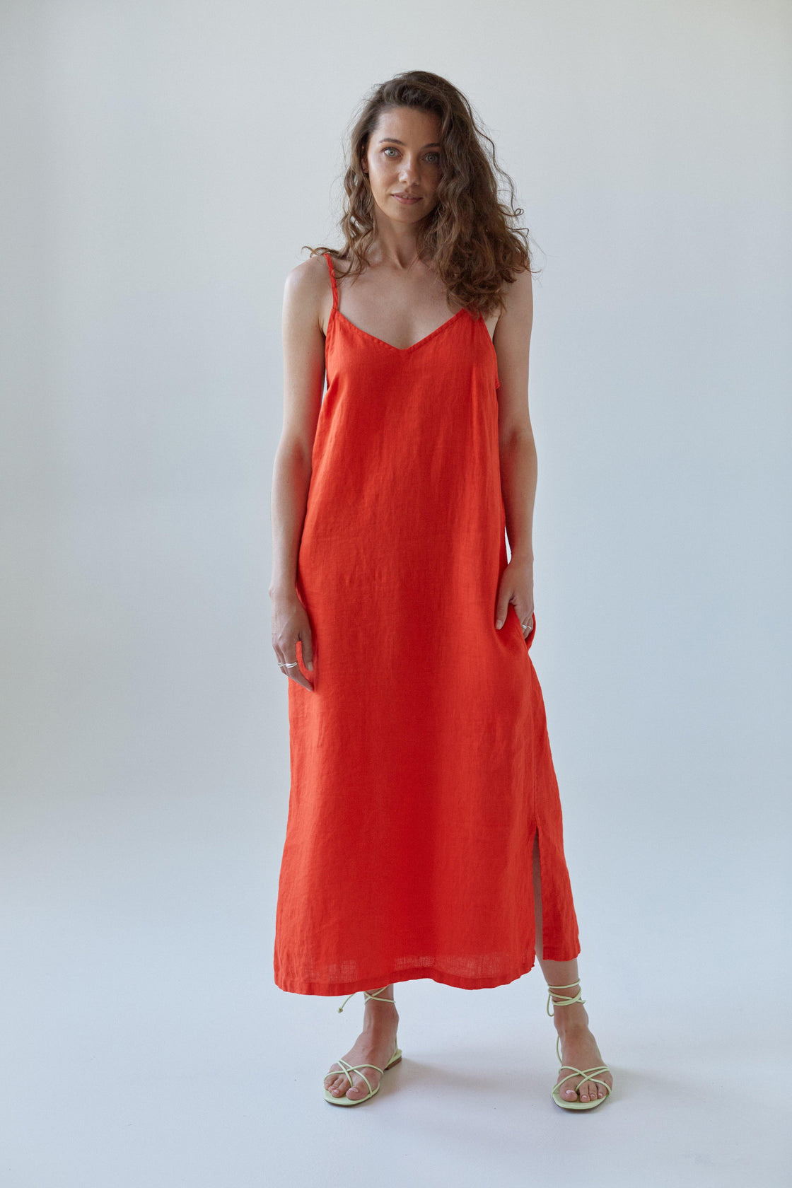 women's orange sundress