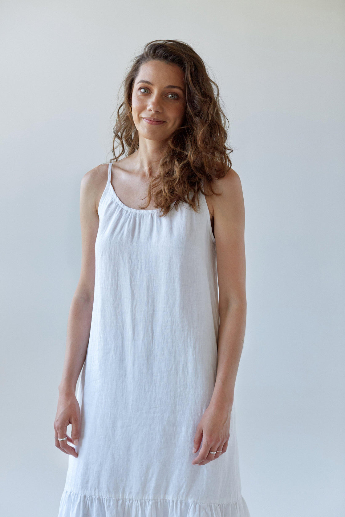 oversized linen sundress with ruffle hem - Manufacture de Lin