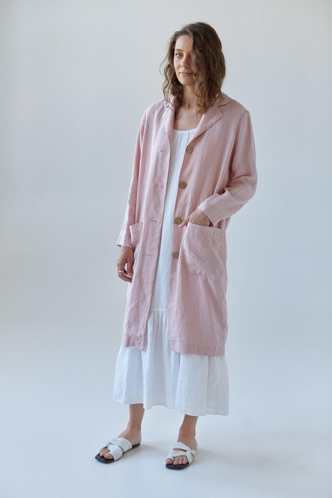 Pink linen coat - Manufacture de Lin