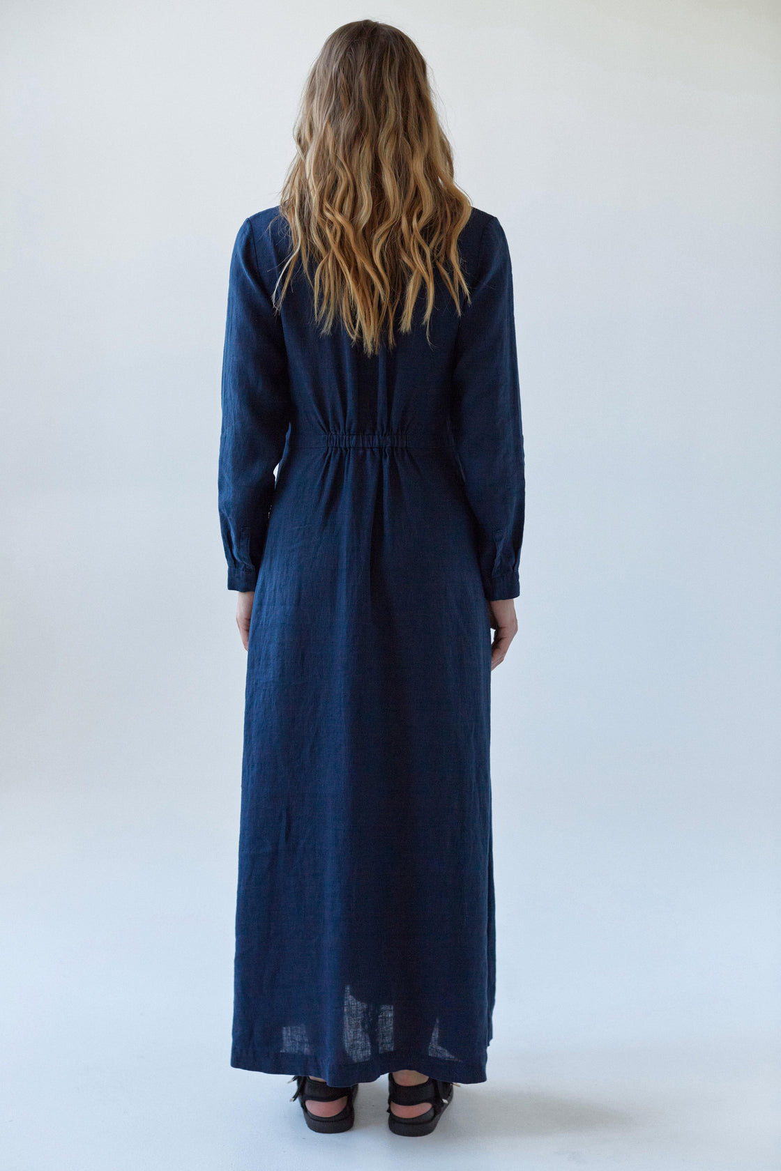 Dark Blue Maxi Linen Dress