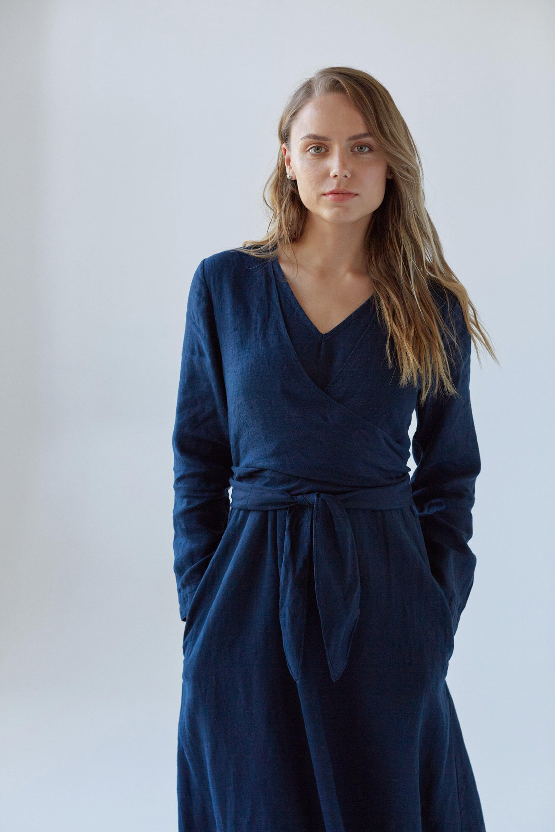 Tie Front Maxi Linen Dress