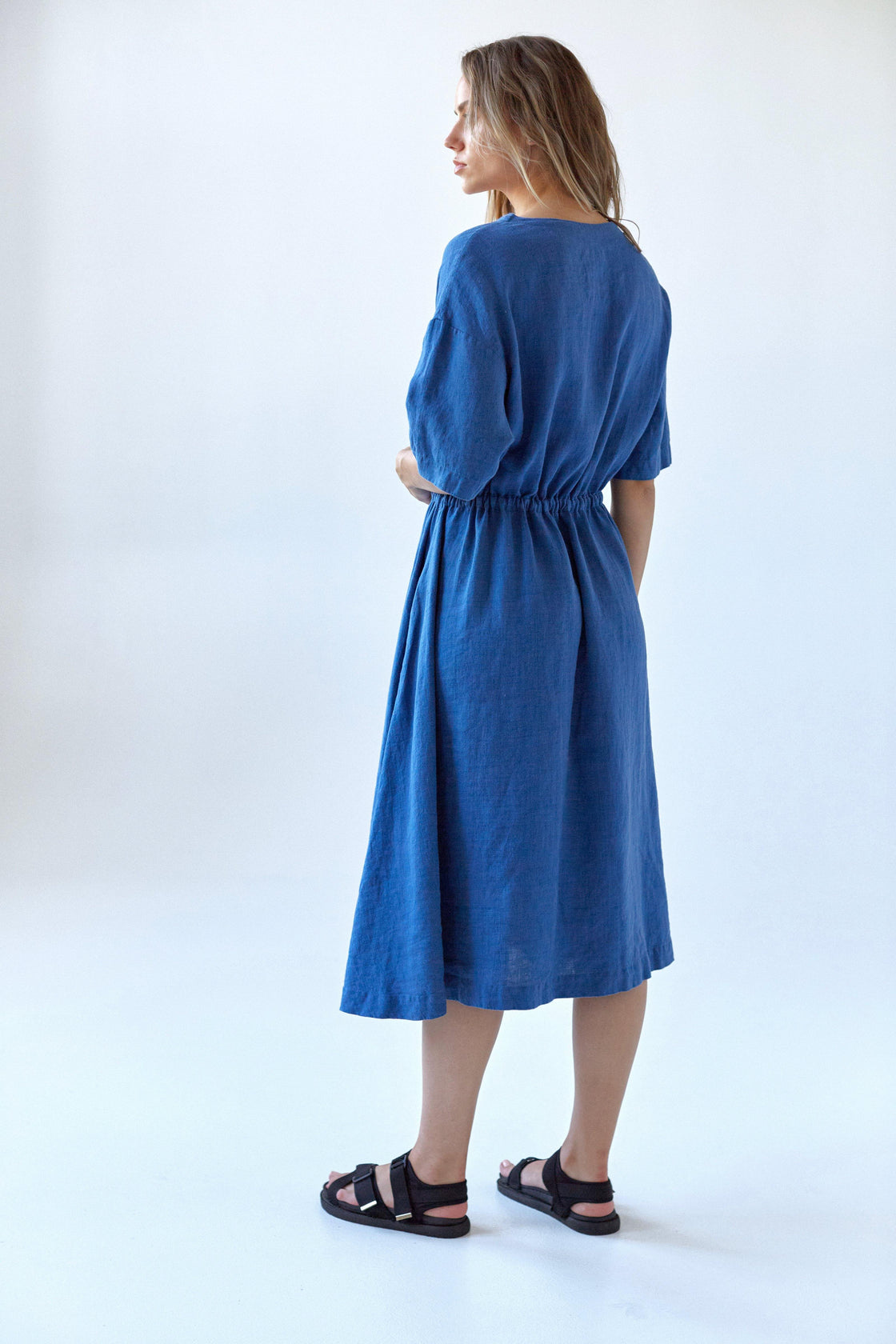 Organic Blue Linen dress - Manufacture de Lin