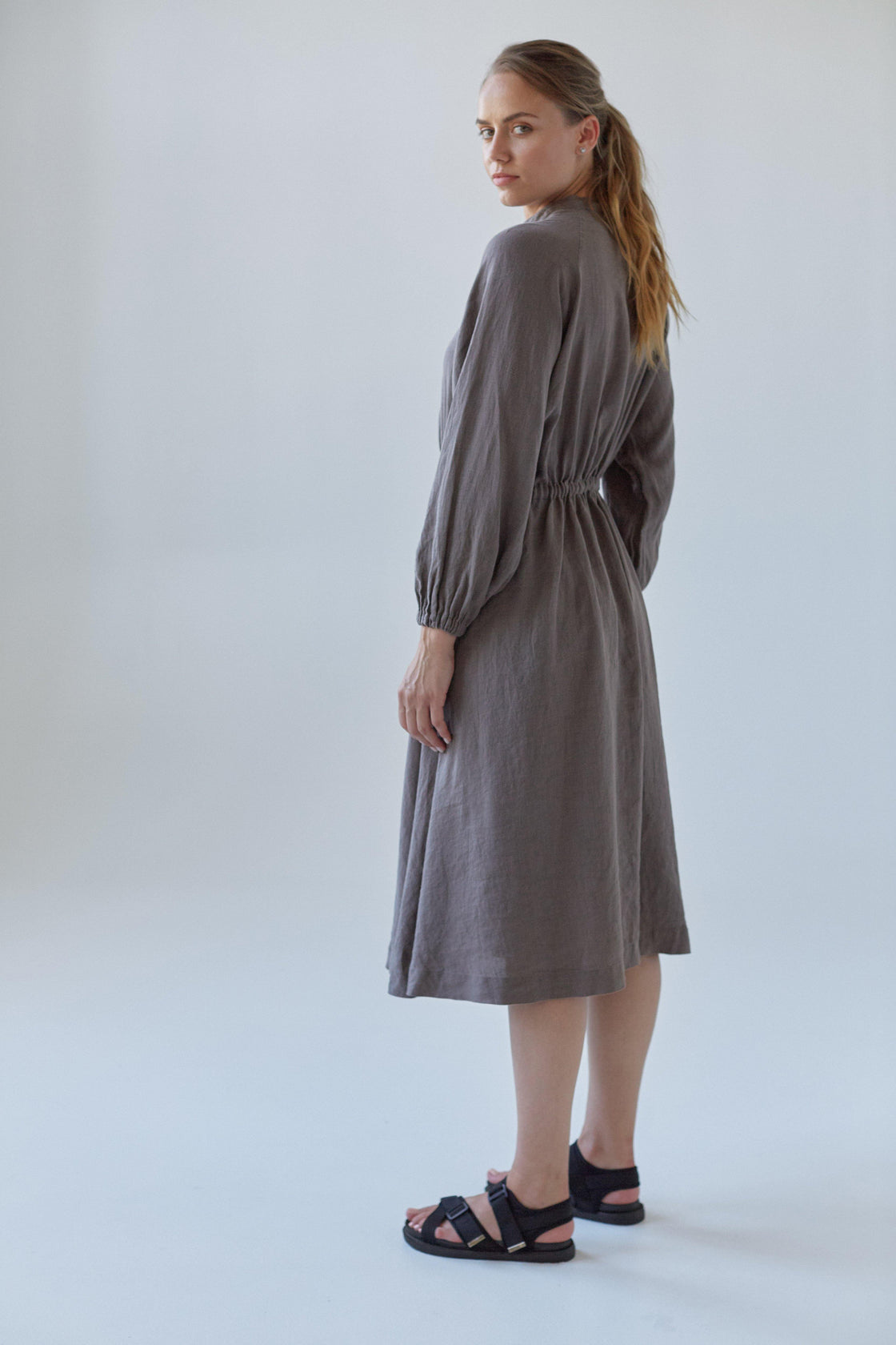 Long Sleeve Linen Dress GOSSIA - Manufacture de Lin