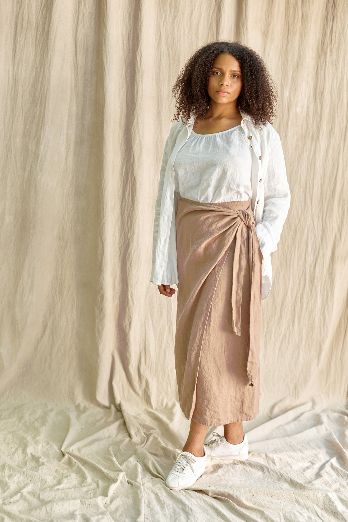natural linen wrap skirt