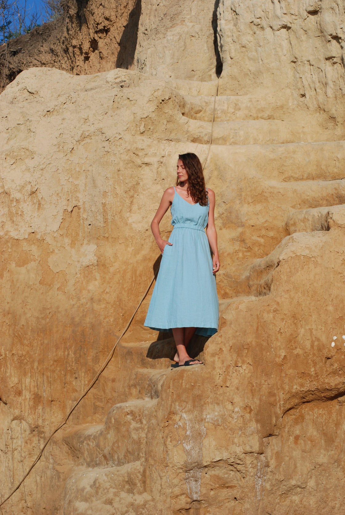 blue linen beach dress - Manufacture de Lin