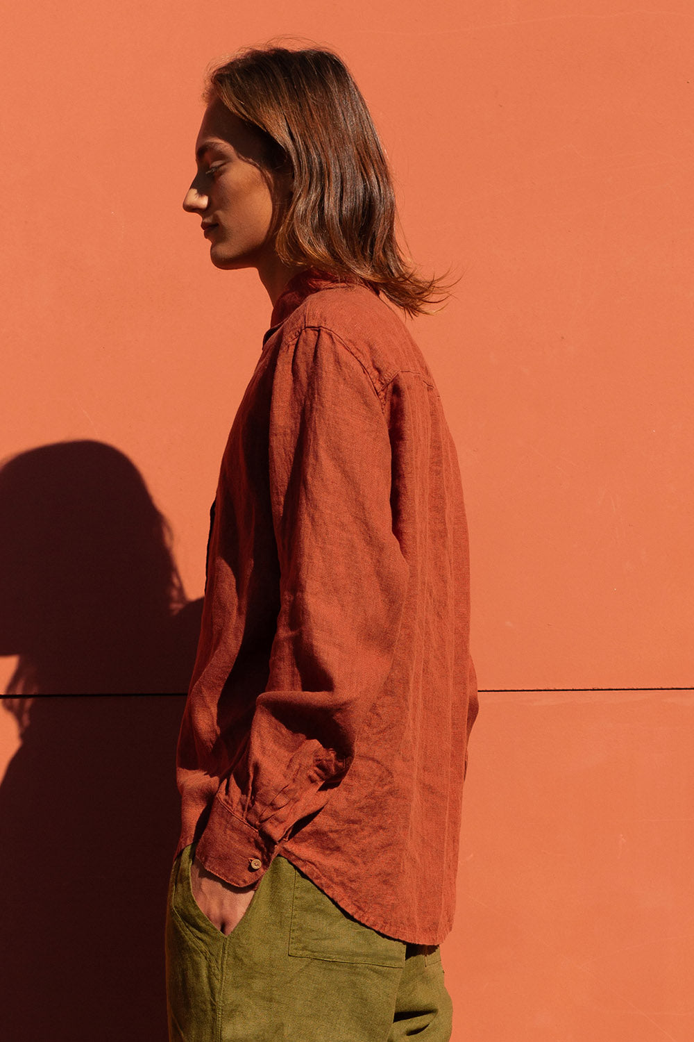 mens button up linen shirt