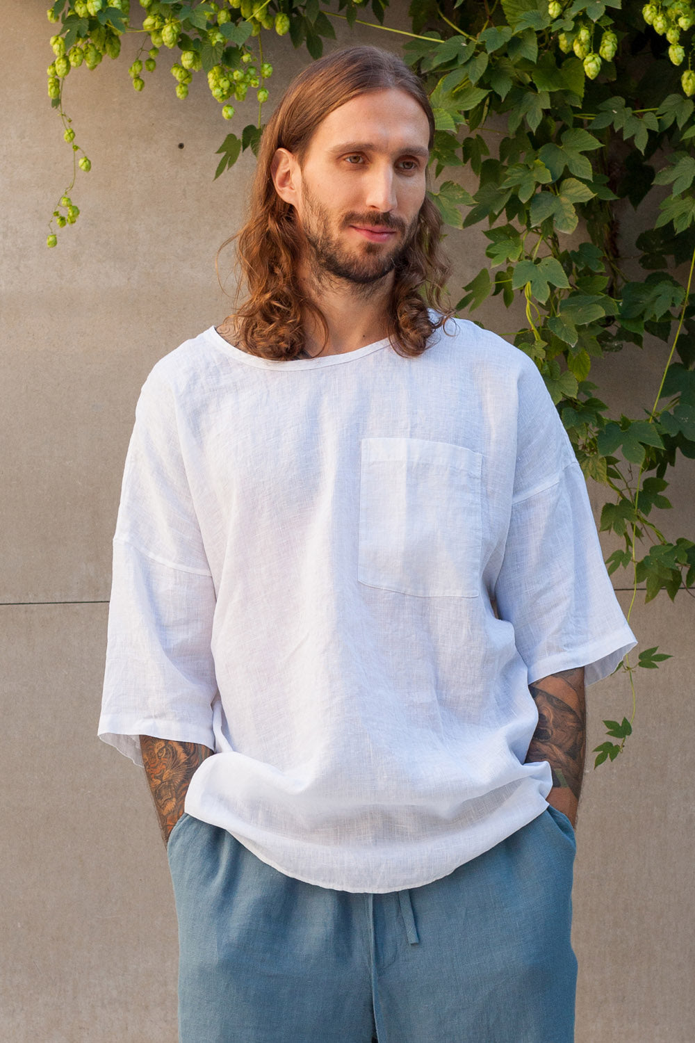 linen oversized t-shirt men