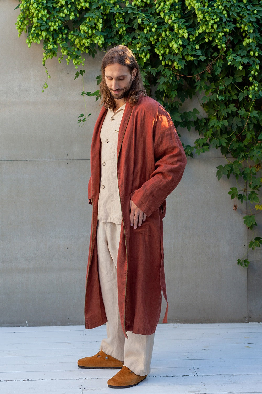 DANDELION men's long linen robe