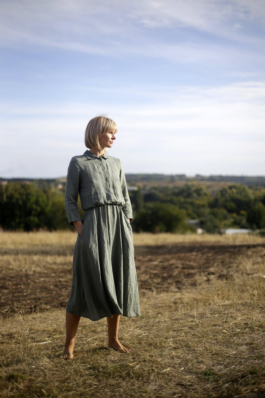 Linen Dress With Pockets