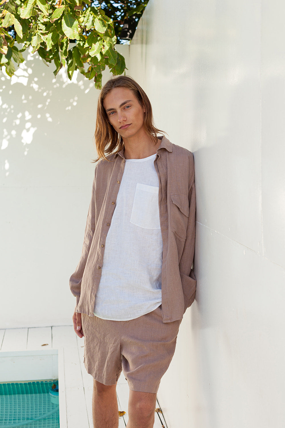 Men's linen set shorts shirt