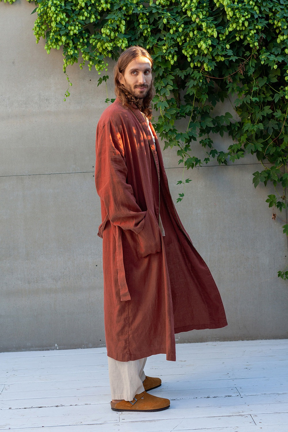 DANDELION men's long linen robe