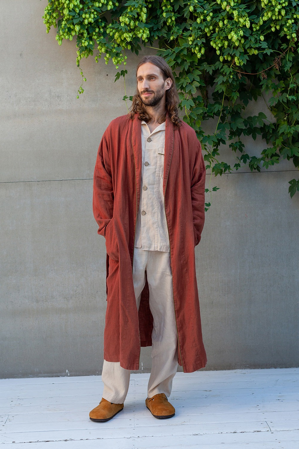 DANDELION men's long linen robe