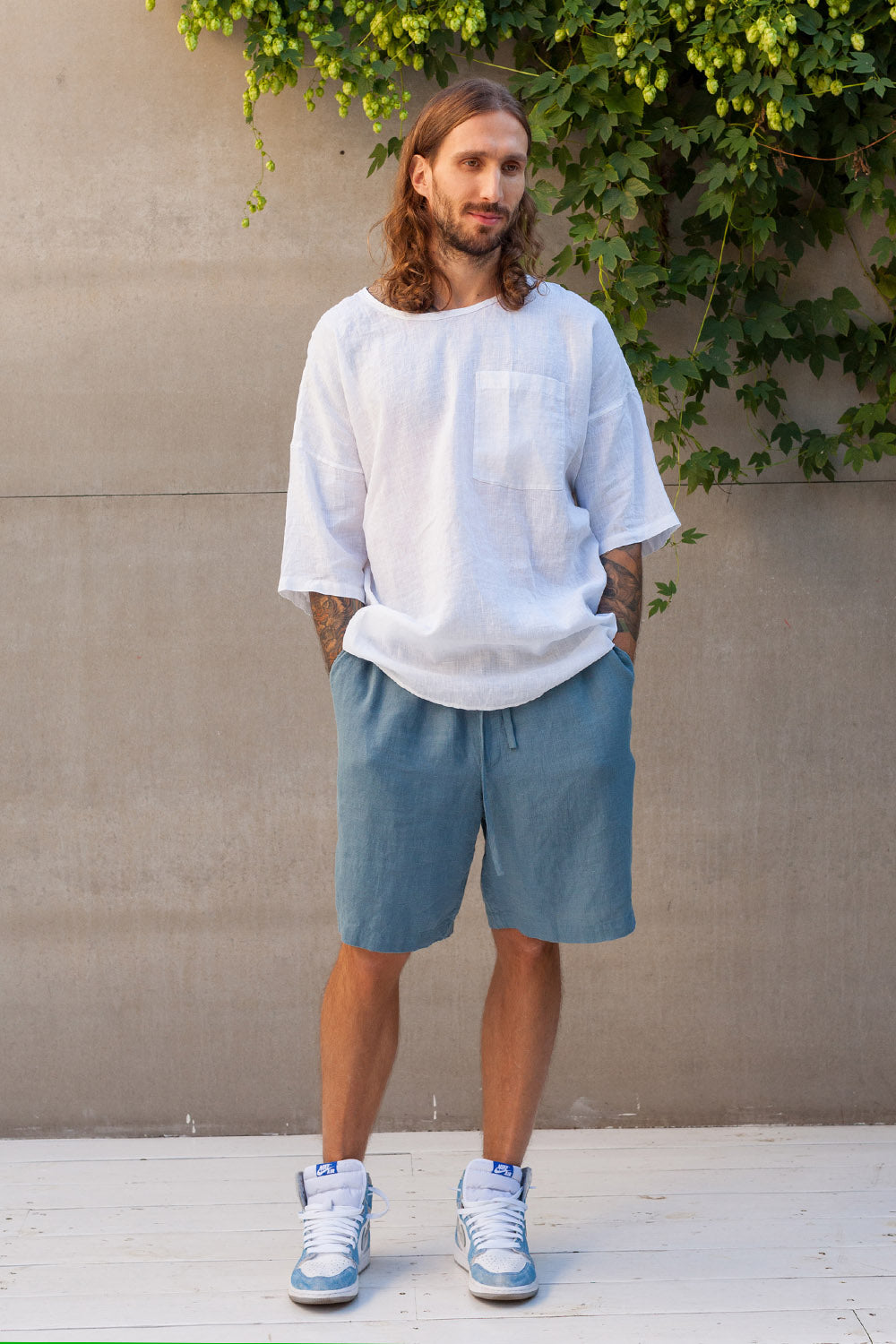 White linen tee shirt men