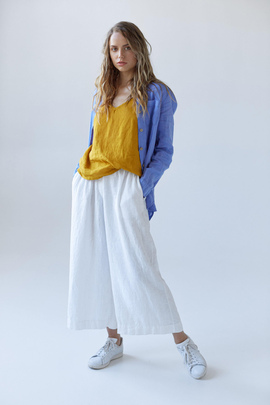 Yellow linen cami top - Manufacture de Lin