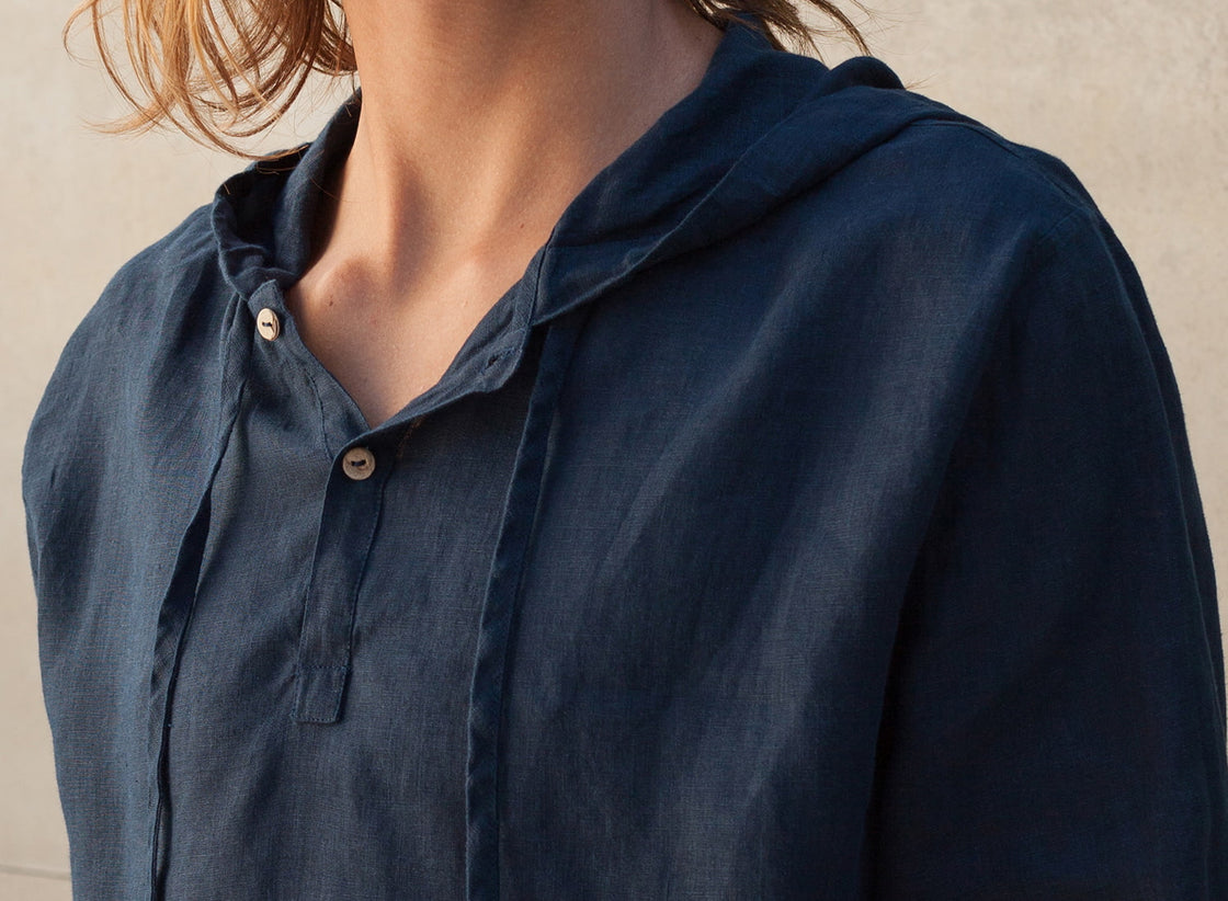 Men's linen hooded sweatshirt