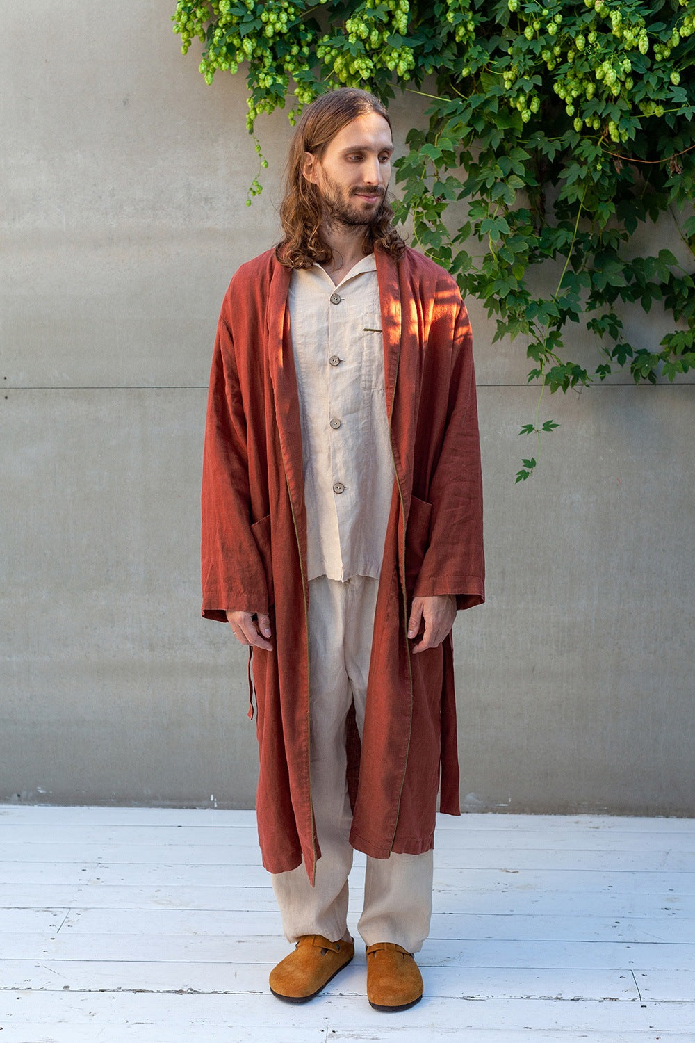 DANDELION men's long linen robe