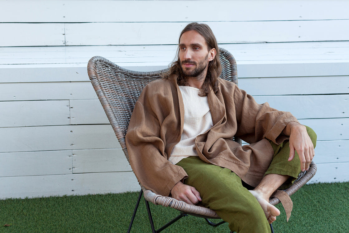 MONOTROPA men's linen cardigan