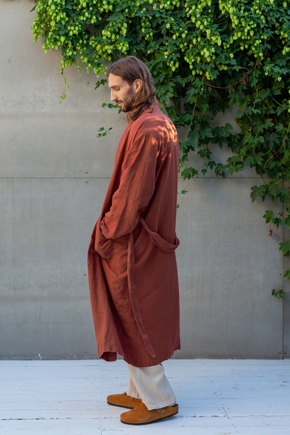 DANDELION men's long linen robe
