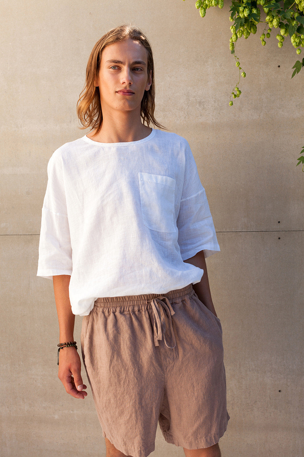 Cream linen shorts mens