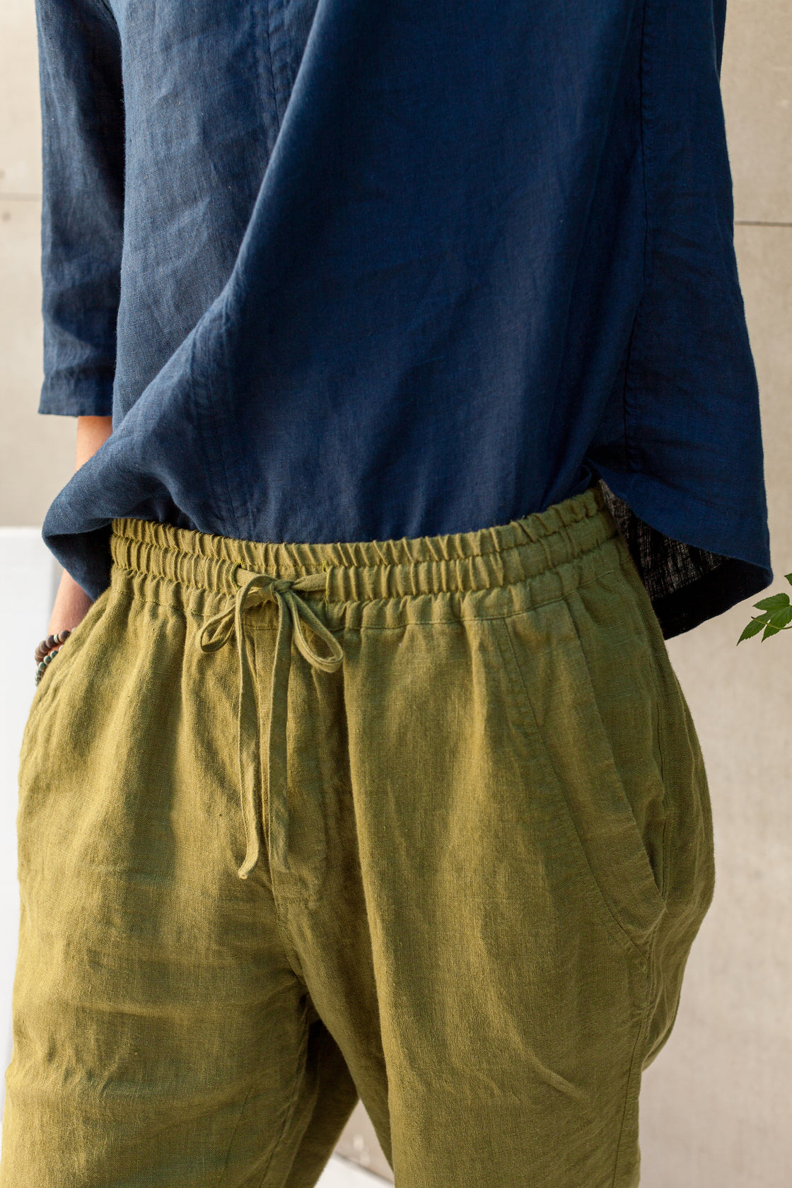 Mens elastic waist linen pants