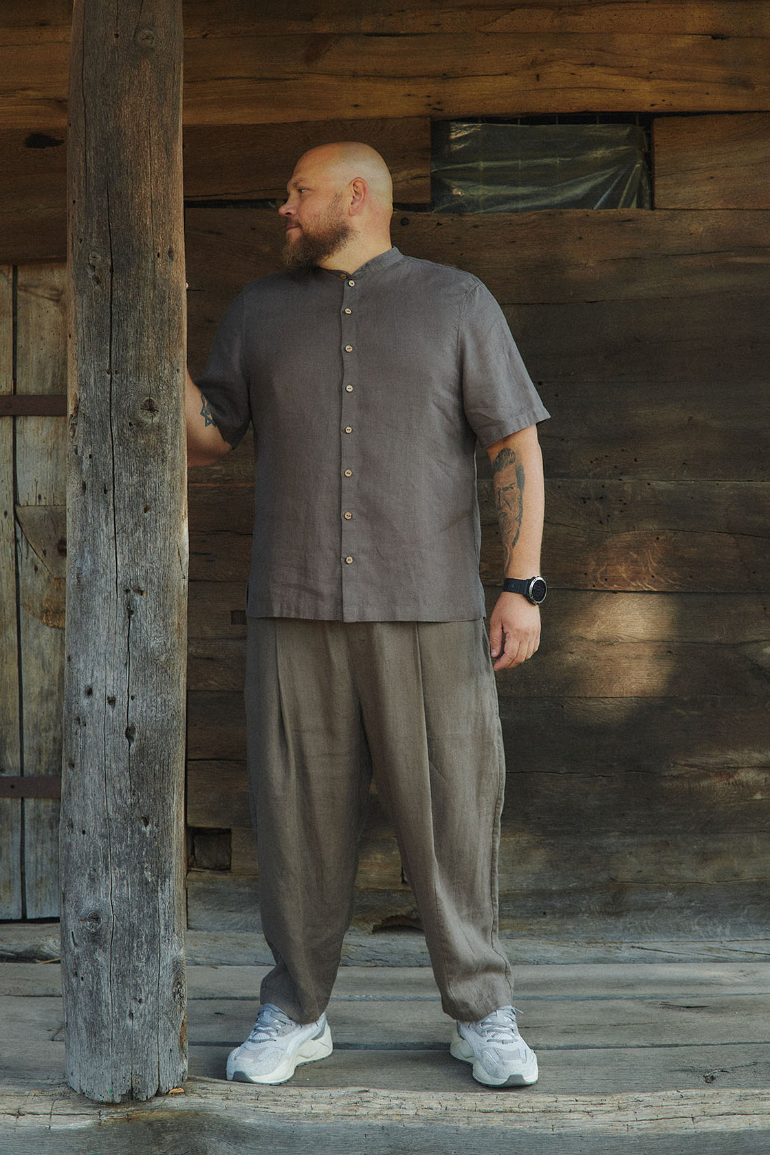 Plus Size Mens Linen Pull-on Pants