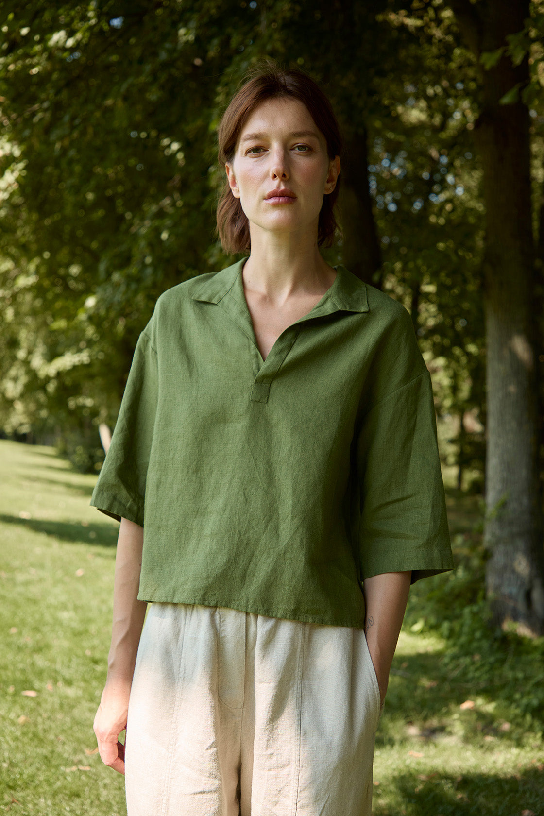 Women's natural polo shirt