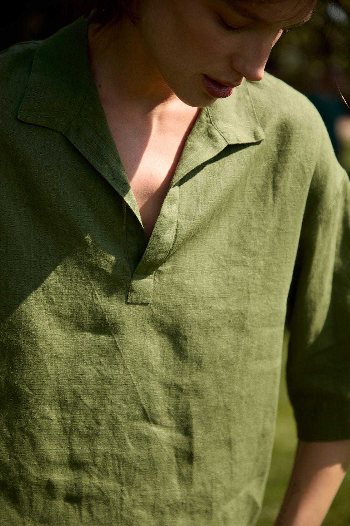 Women's Relaxed Linen Shirt Elbow Sleeve