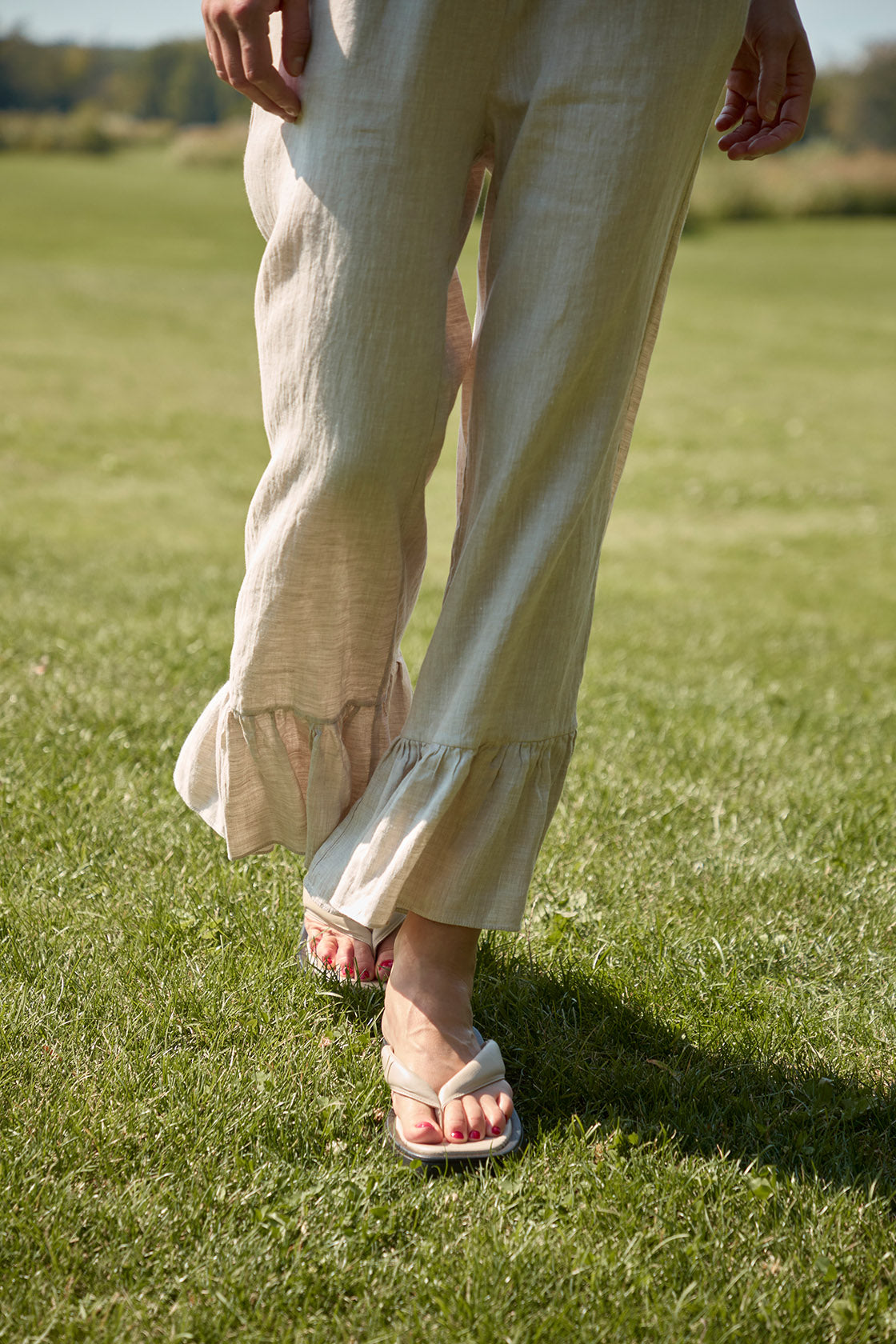 Women's Linen Pleated Hem Pants