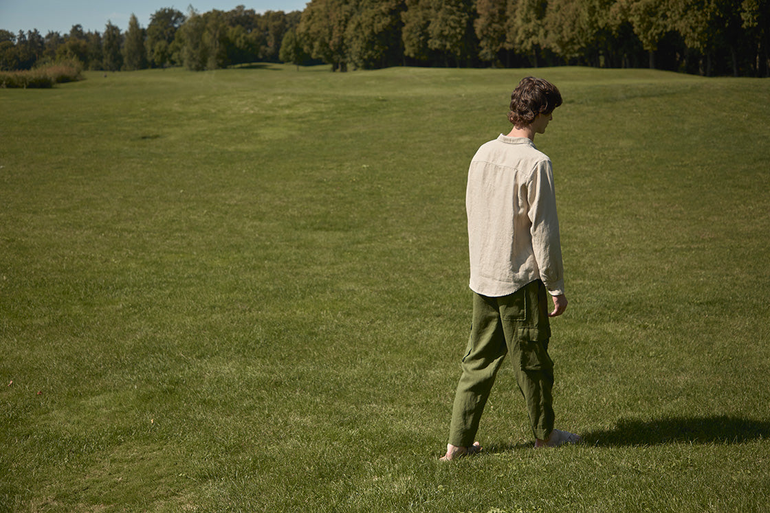 Linen Cargo Pants Men's Flax Linen Trousers