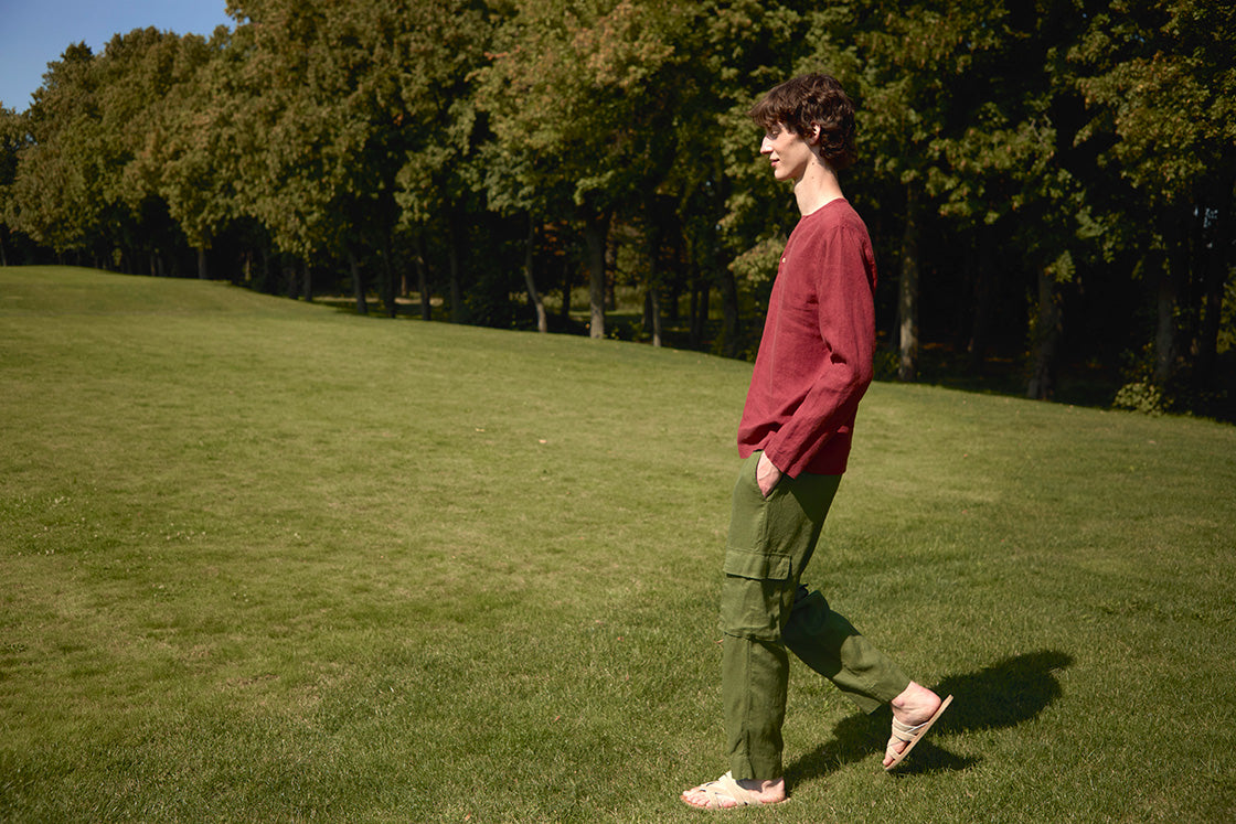 Flax Linen Cargo Pants Men's