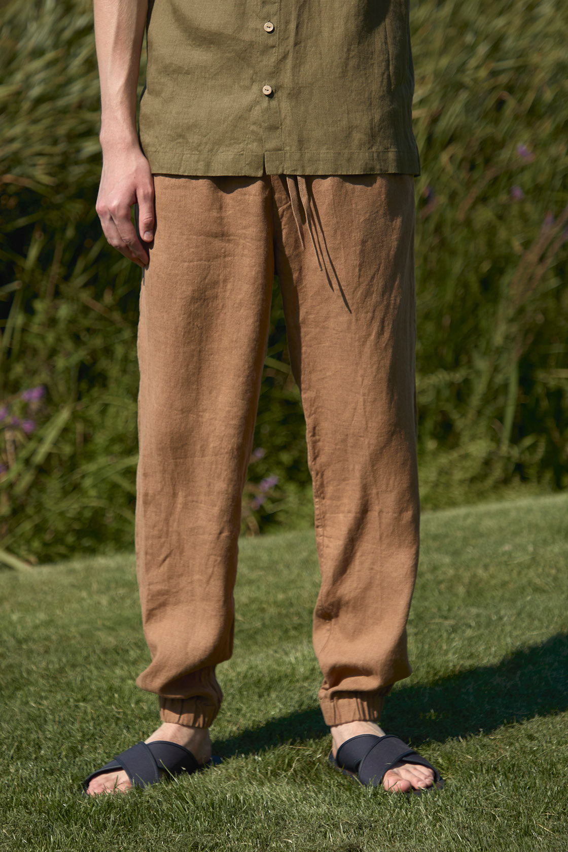flax linen jogger pants men's