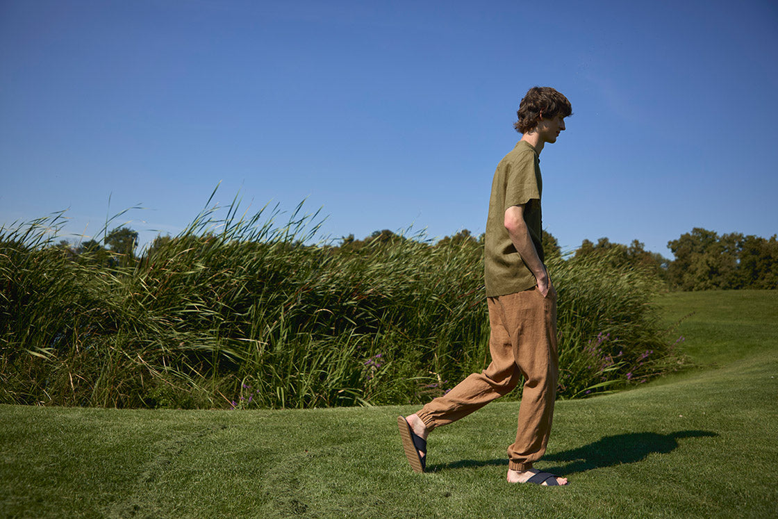 linen jogger trousers mens